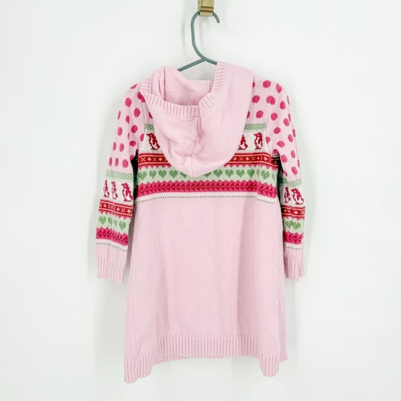 Janie and Jack Pink and Red Sweater with Nordic Patterns - Picture 3 of 3